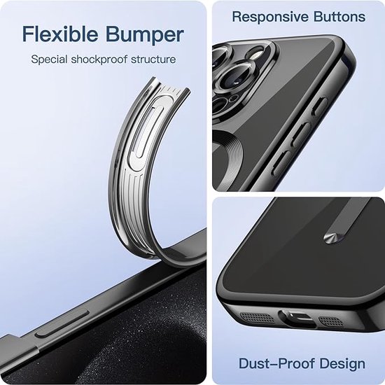 Coque adaptée pour iPhone 15 pro max - Convient pour MagSafe - Coque arrière en silicone Arara - Zwart