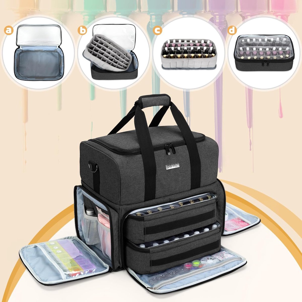 Sac De Transport Vernis Ongle Organisateurs De Vernis à Ongles, Sac Organisateur De Vernis à Ongles, étui De Transport Double Couche Pour Vernis à Ongles, Sac De Rangement Pour 30 Bouteilles (15