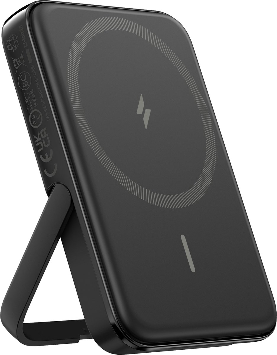 Anker 322 MagGo (7.5W) MagSafe Powerbank met Standaard 5.000 mAh Zwart
