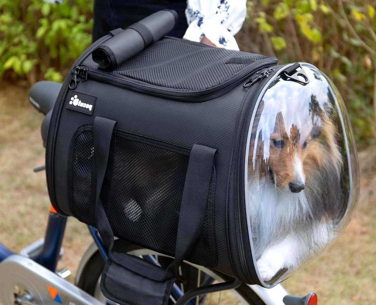 Panier Vélo électrique Avec Porte-animaux, 31x26x22cm, ABS Noir, Facile à Monter