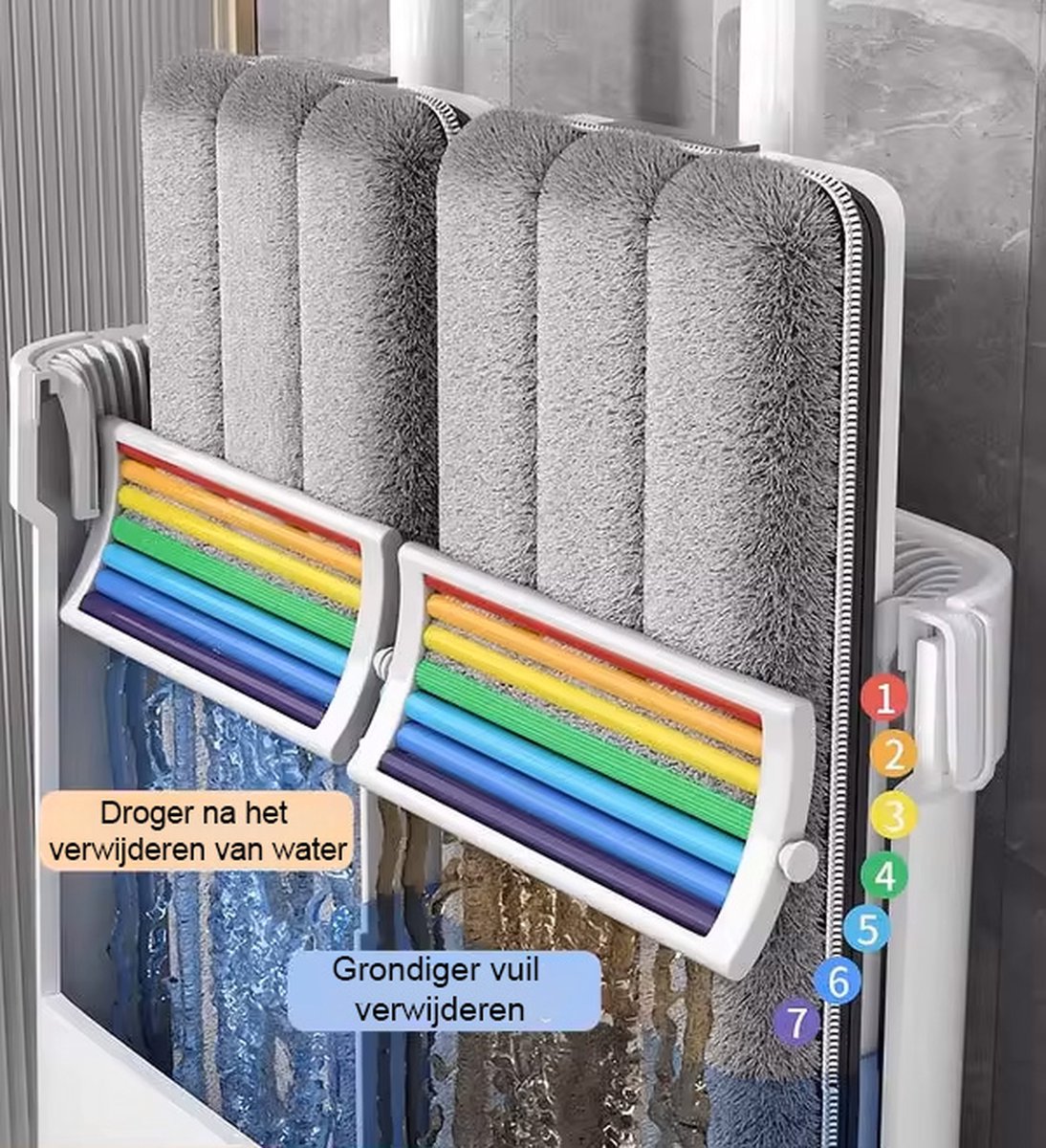Grote platte mop, zelfreinigende platte mop voor luie, 360 graden