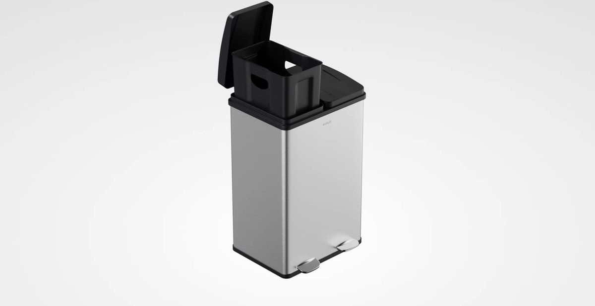 Avalo Prullenbak Afvalscheiding 60 Liter RVS Zilver 3 Vakken Milieubewust Hygienisch Vingerafdrukvrij 566371990