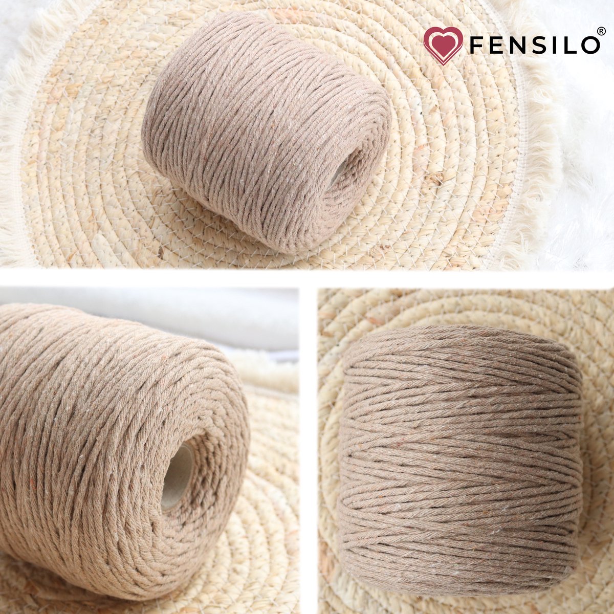 3mm x 200m Beige macramé katoenen koord Macrame Touw|kleuren om mee te knutselen|Garen voor Wandkleed en Plantenhanger Zelf Maken|Dromenvanger||engel van macramé — afbeelding 4