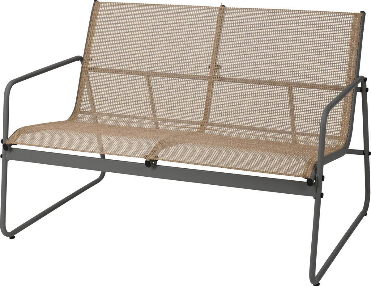 Moderne 4-delige tuinmeubelset in antraciet-beige kleuren voor buiten.