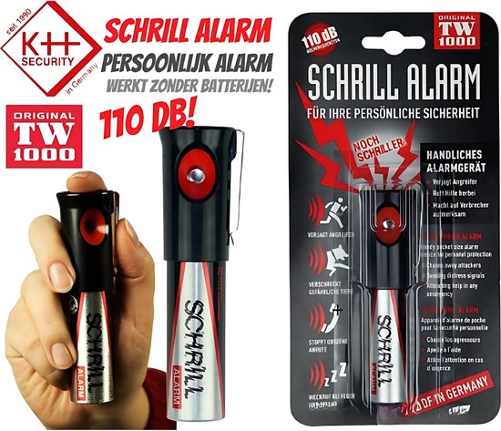 Zelfverdediging Hoernecke Schrill Alarm - Persoonlijk Alarm - Extreem Geluidsalarm - 110 decibel