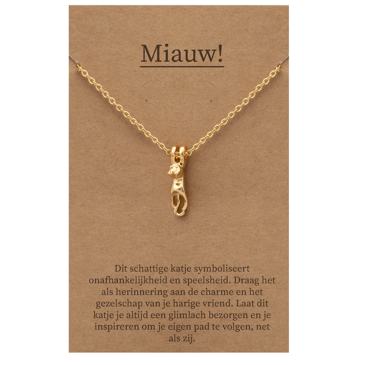 Pax Amare Cadeau ketting met Katje - Goudkleurig Schattig Sieraad - 45+5cm