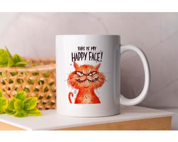 Mok This is my happy face - Cats - Gift - Cadeau - CatLovers - Meow - KittyLove - Katten - Kattenliefhebbers - Katjesliefde - Prrrfect