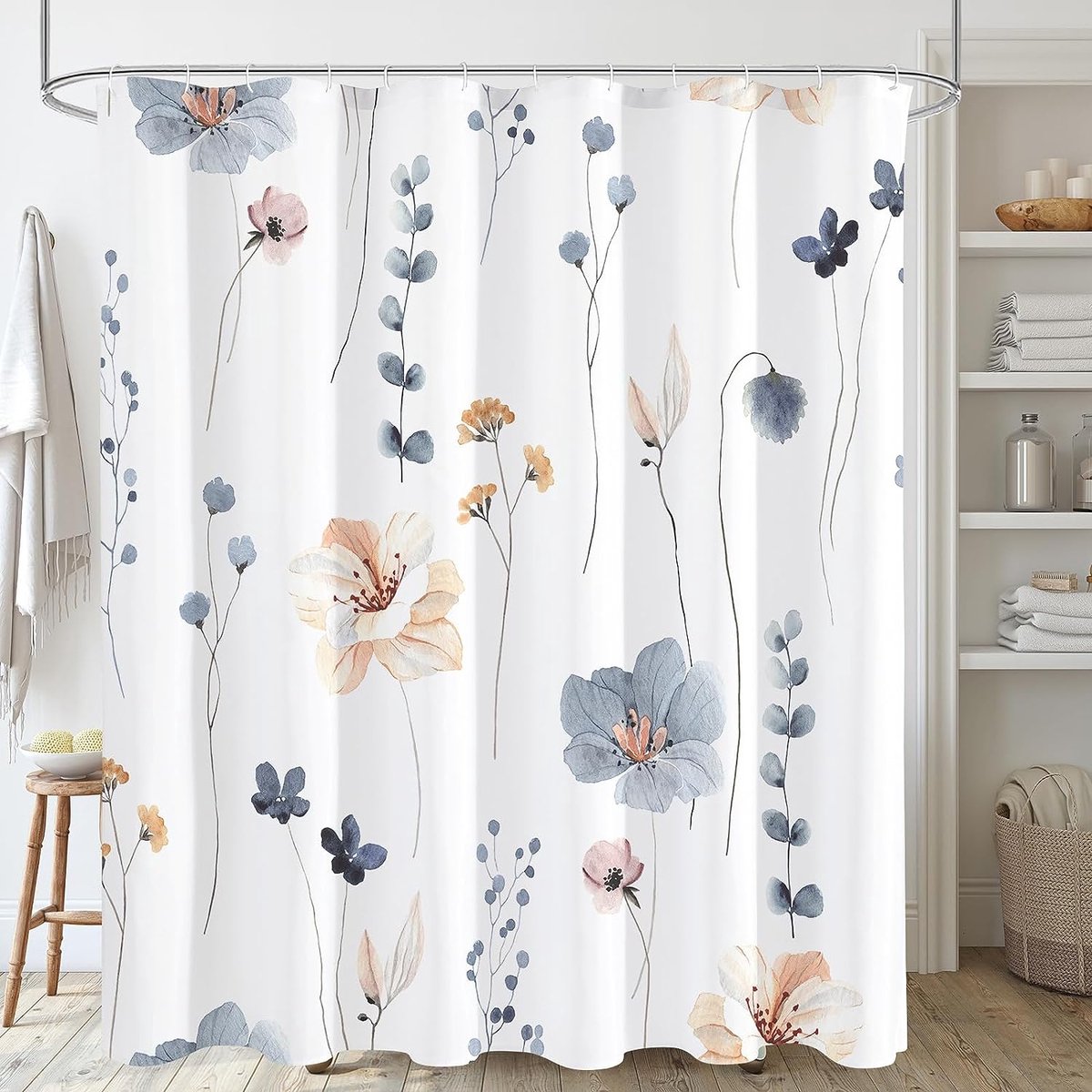 BOTC Douchegordijn Anti Schimmel - Inclusief ringen - 180x200cm - Met gewichtsband - Premium kwaliteit - Waterdicht