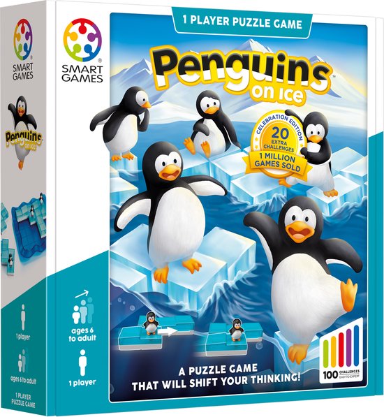 SmartGames - Penguins On Ice - NIEUWE versie met 100 opdrachten - breinbreker - voor kinderen én volwassenen!