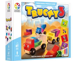 foto van SmartGames - Trucky 3 - 48 opdrachten - Kinderpuzzel - vrachtwagens - auto's