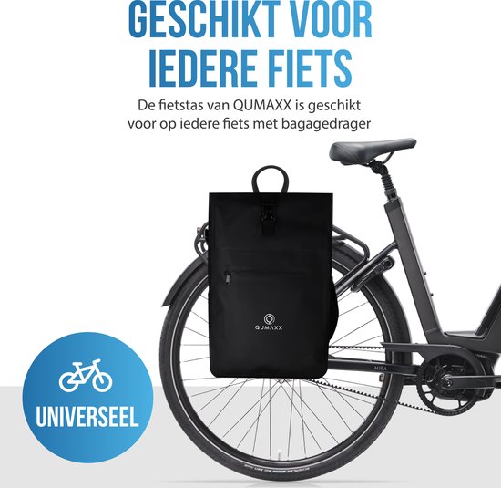Mivelo Fietstas, voor bagagedrager, uitbreidbaar tot 20 l, waterafstotend, grijs
