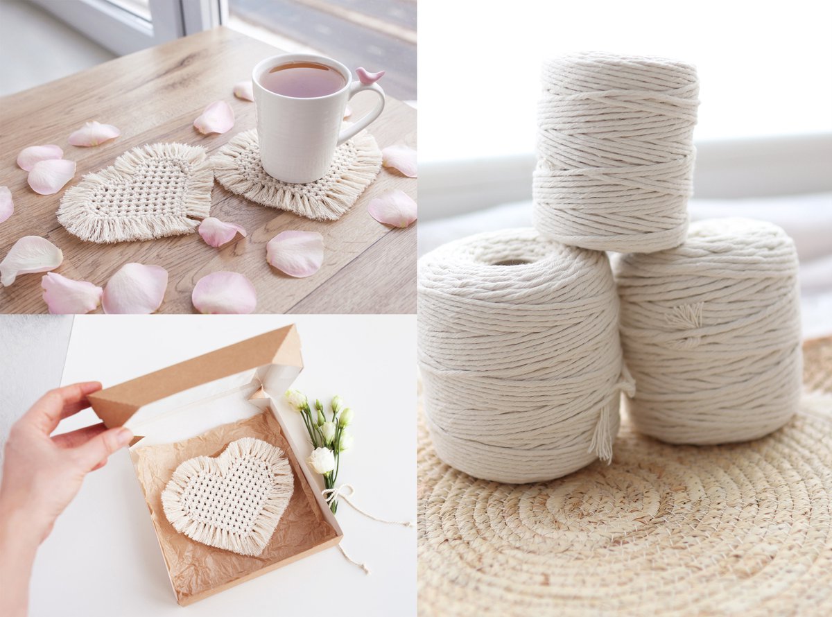 3mm x 200m Pastel Pink macramé katoenen koord Macrame Touw|kleuren om mee te knutselen|Garen voor Wandkleed en Plantenhanger Zelf Maken|Dromenvanger||engel van macramé — afbeelding 2