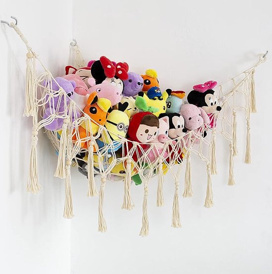Filet De Rangement Suspendu Pour Peluches - Hamac D'Angle 150x100 Cm, Coton, Pour Chambre D'Enfant