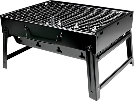 Benson Compacte barbecue met handvat - draagbaar - 35 x 27 x 20 cm - zwart