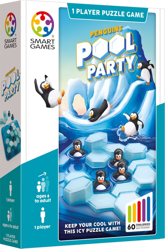 Smart Games - Penguins Pool Party - 60 opdrachten - puzzelspel vanaf 6 jaar met pinguïns