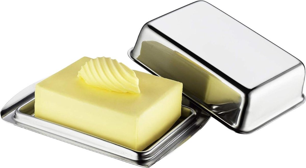 Botervloot met deksel - 16 x 10 x 5 cm - voor 250 g boter - boterbox voor de koelkast - boterschaal
