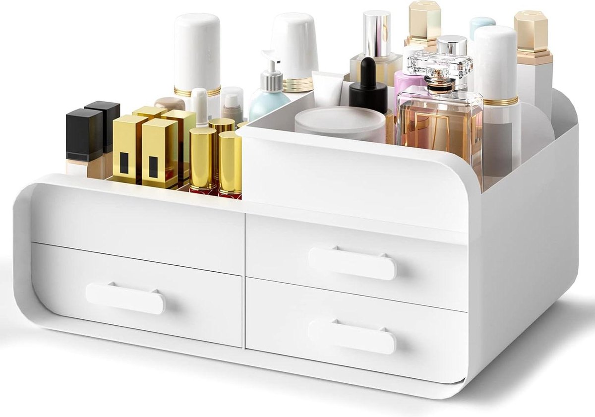 Make-up organizer met laden - opbergdoos voor cosmetica en accessoires - wit