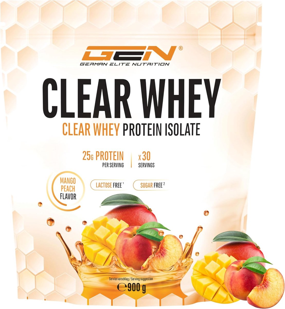 Goedkoopste Clear Whey Isolaat - Eiwitshake - Proteïne Ranja - Mango & Peach smaak - 30 Servings - 900 g - 24g proteïne per serving - Verfrissend proteïne shake