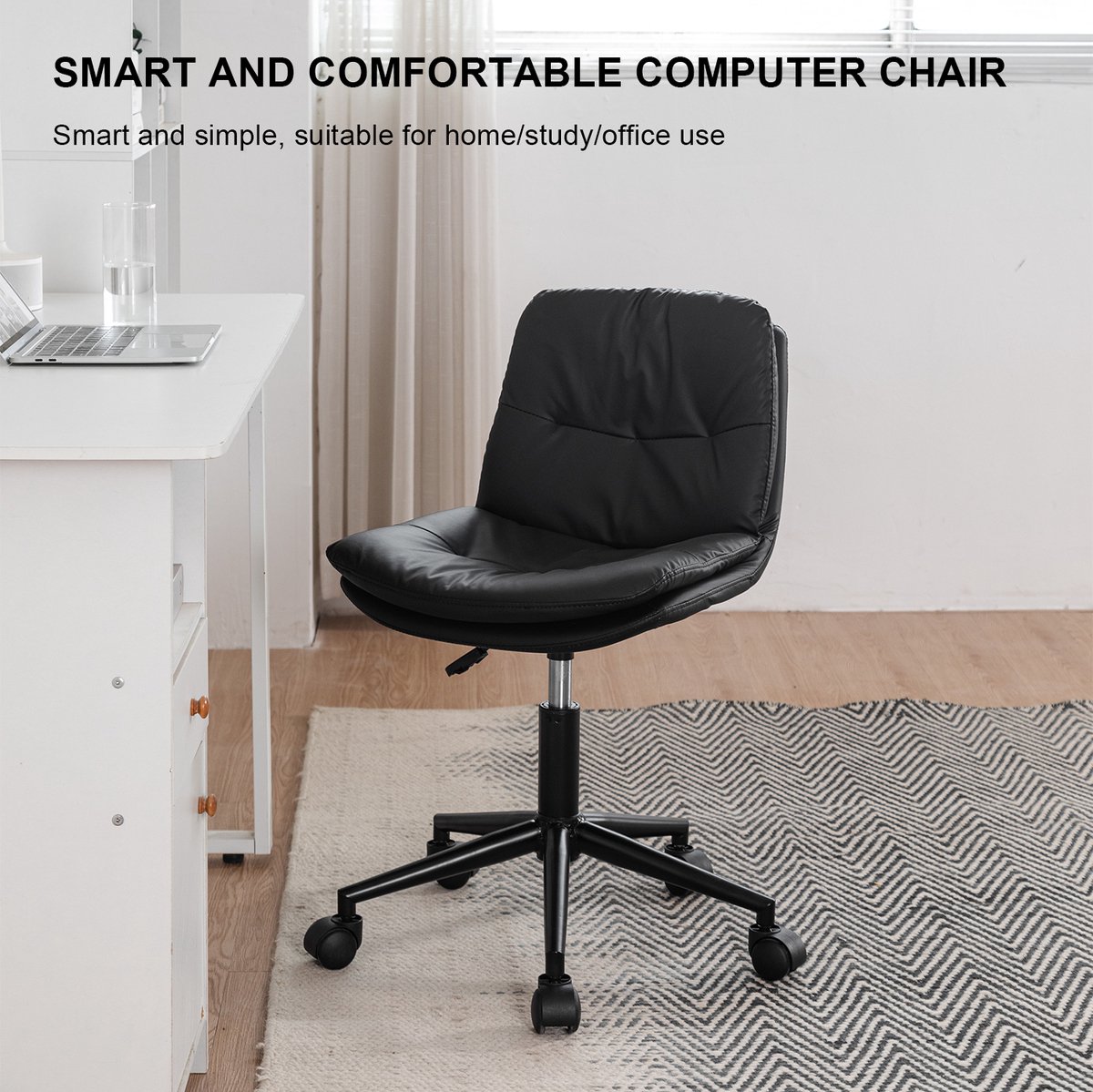 Ikido Trading Bureaustoel 360° Draaibaar Zwart - afbeelding 3