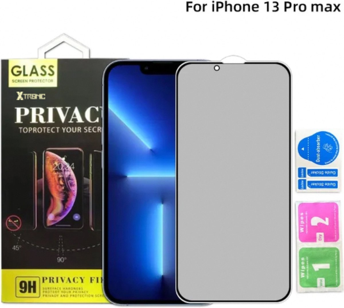 Screenprotector geschikt voor iPhone 13 Pro Max - Extra Sterk en Veilig 9H Geharde Glasbescherming - Screenprotector Privacy