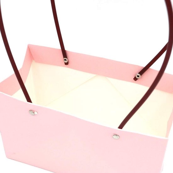 Sacs cadeaux de fleurs en papier kraft - Sacs à bouquets en papier brun imperméable - Sacs de transport avec poignée - Anniversaire de mariage - Rose