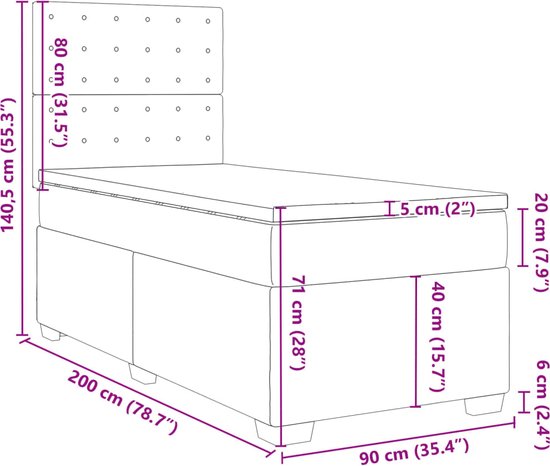 vidaXL - Sommier tapissier - avec - matelas - cuir artificiel - noir - 90x200 - cm