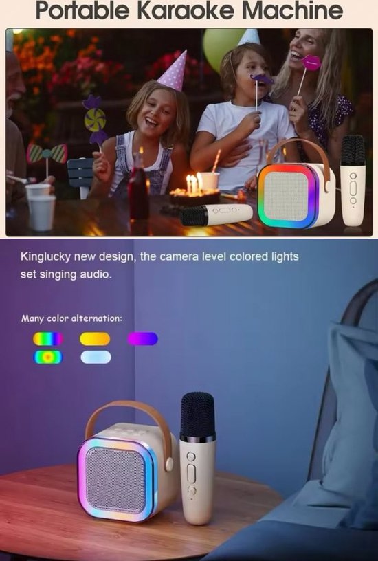 Mini Karaokemachine Met 2 Draadloze Microfoons, Draagbare Luidspreker Kamperen Thuis Feest Verjaardagscadeau Voor Kinderen Bluetooth Luidspreker Met Luid Volume 3 Mini Karaokemachine Met 2 Draadloze Microfoons, Draagbare Luidspreker Kamperen Thuis Feest Verjaardagscadeau Voor Kinderen Bluetooth Luidspreker Met Luid Volume 3