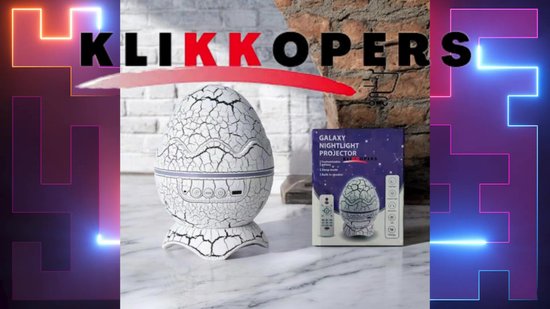 Klikkopers® - Projecteur Star de galaxie d'œuf de Dinosaurus - Projecteur d'étoiles - Projecteur de galaxie - Haut-parleur Bluetooth et machine à bruit White - Projecteur Aurora - Projecteur de ciel étoilé - Veilleuse -