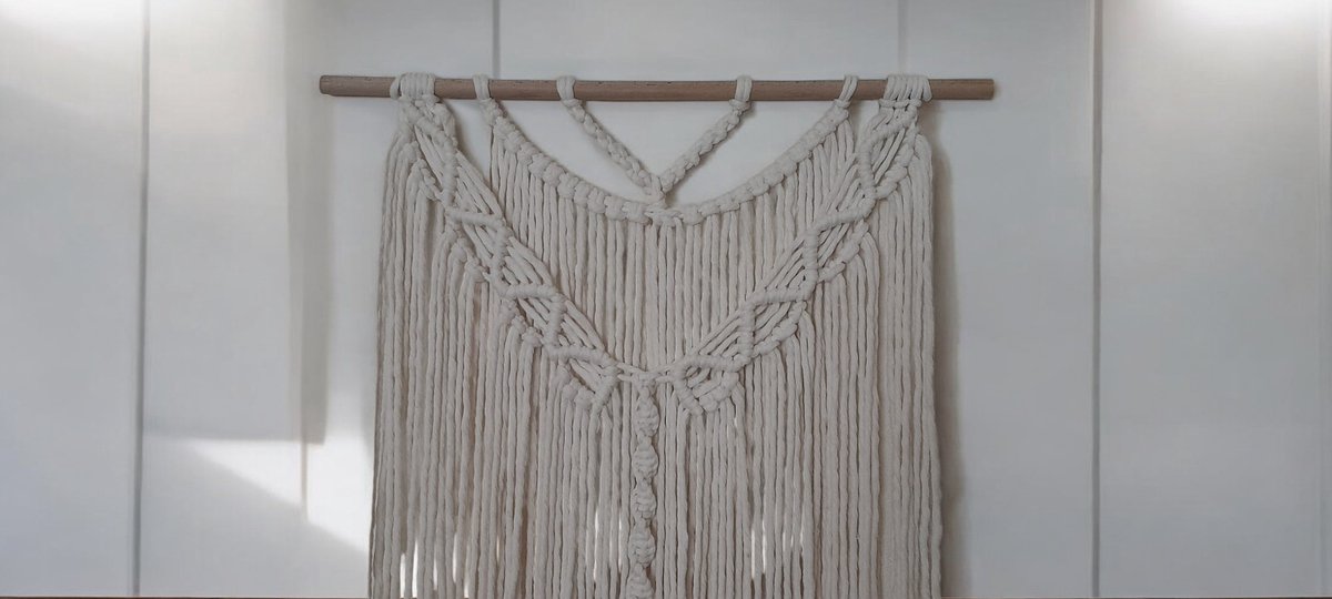 Cafuné Macramé Pakket – DIY Boho Wandkleed Ecru 50×75 cm – Compleet Knutselpakket Volwassenen – Moederdag Cadeau Idee – Wanddecoratie Katoen — afbeelding 3
