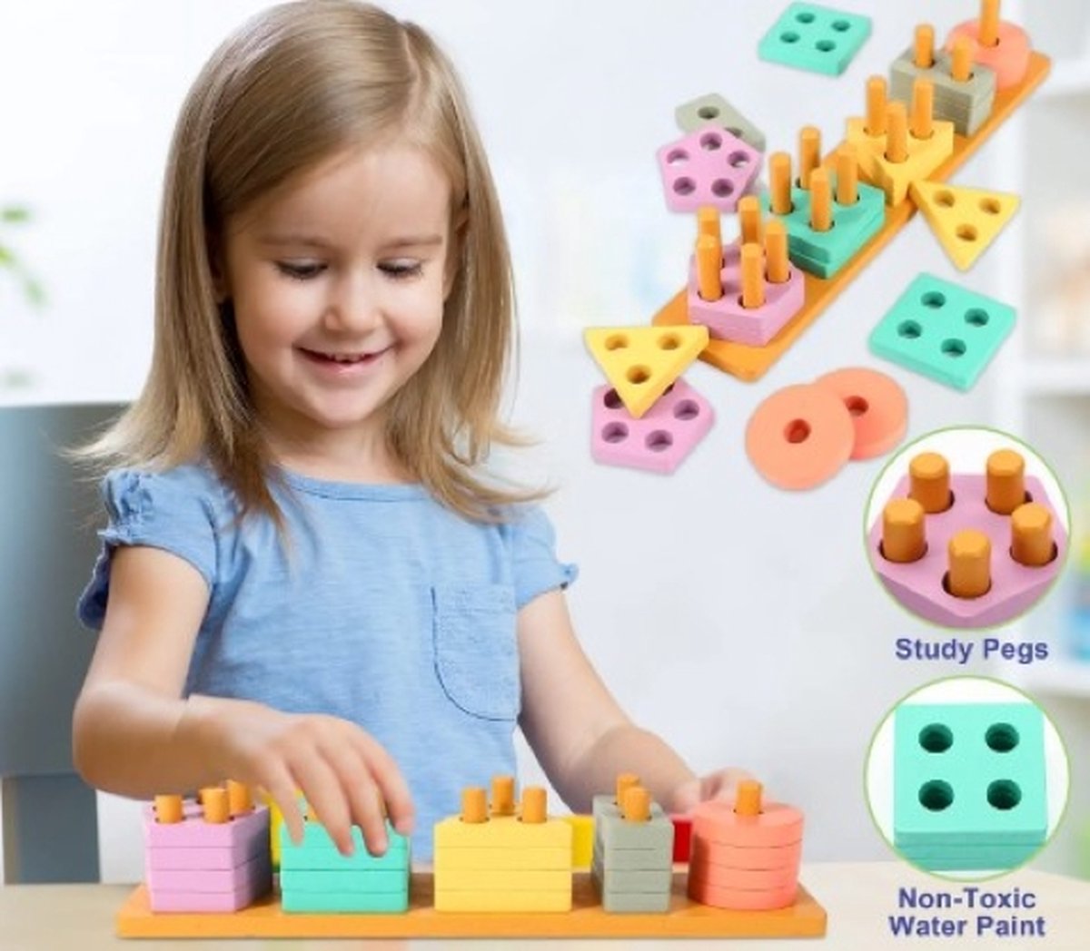 12 stuks regenboog-geluidscomponenten kinderen baby stem blok speelgoed