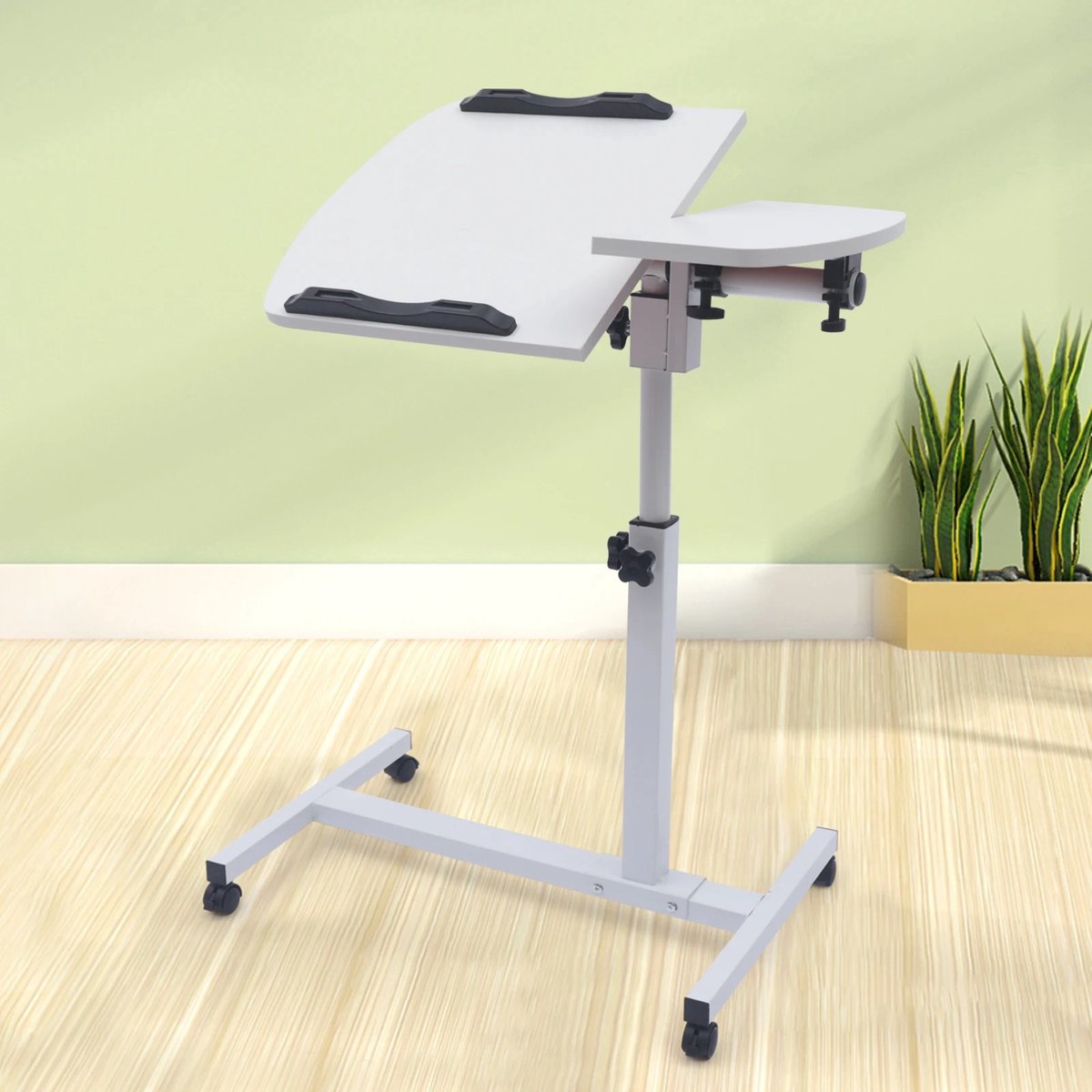 Bloominggoods® Laptoptafel - Bijzettafel - Bedtafel - Bedleestafel - Kantelbaar - In Hoogte Verstelbaar - Op wielen - Wit