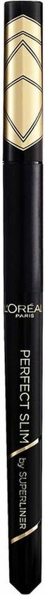 Zwarte L'Oréal Paris Perfect Slim by Superliner eyelinerpen, dop met gouden geometrisch patroon.