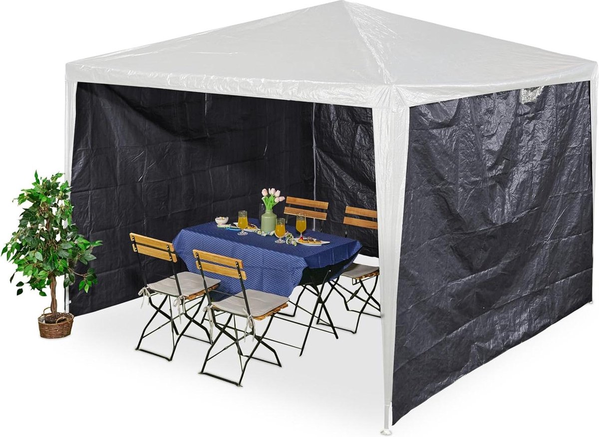 Zijwanden set van 3 - Zijkanten partytent waterdicht 2x3 m PE grijs met klittenbandsluiting