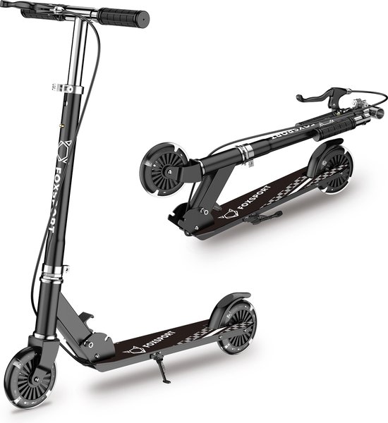 FOXSPORT Kinderstepjes - Kinderstep - Step - Kinderscooter - Draagkracht tot 100 kg - Kick Step - Voor Jongens en Meisjes - Vanaf 3-12 Jaar - Drie instelbare hoogte-opties - Zwart