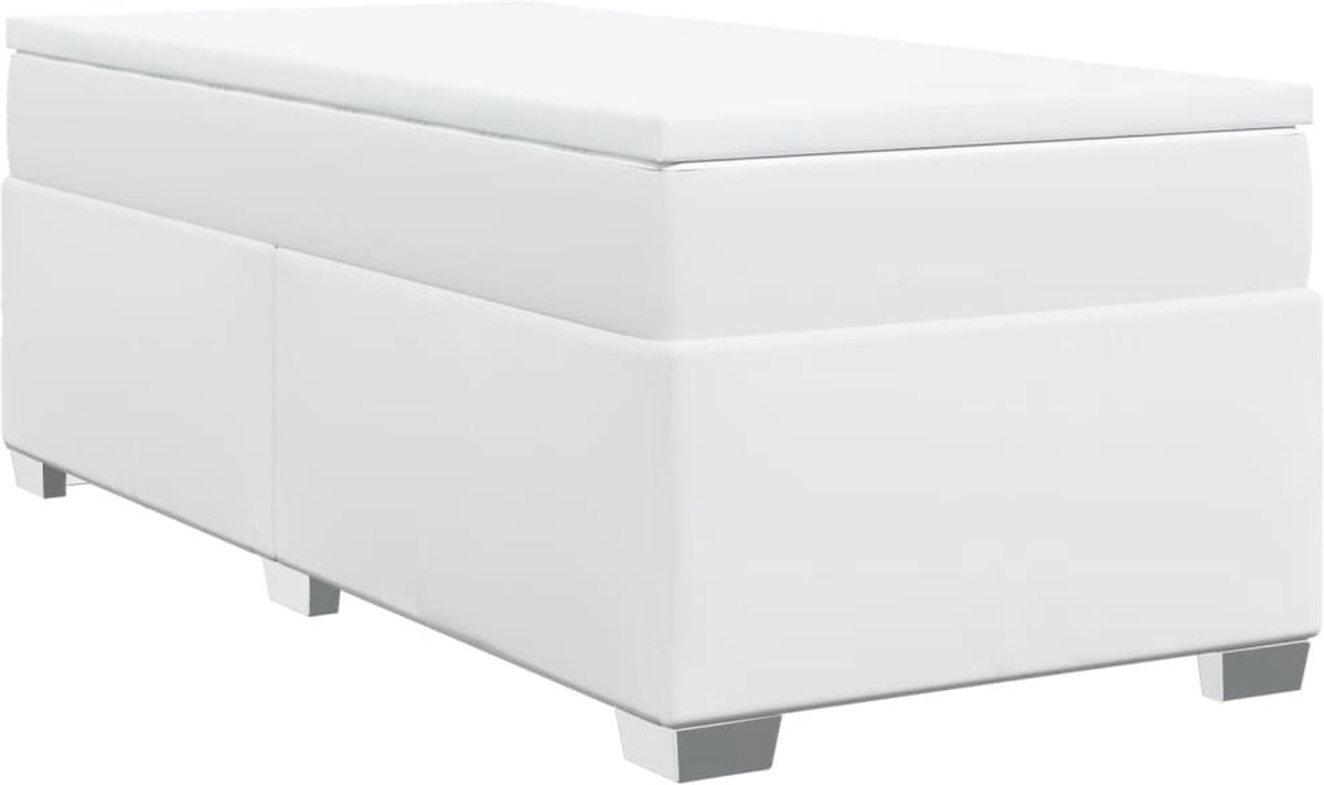 vidaXL - Boxspring - met - matras - kunstleer - wit - 100x200 - cm