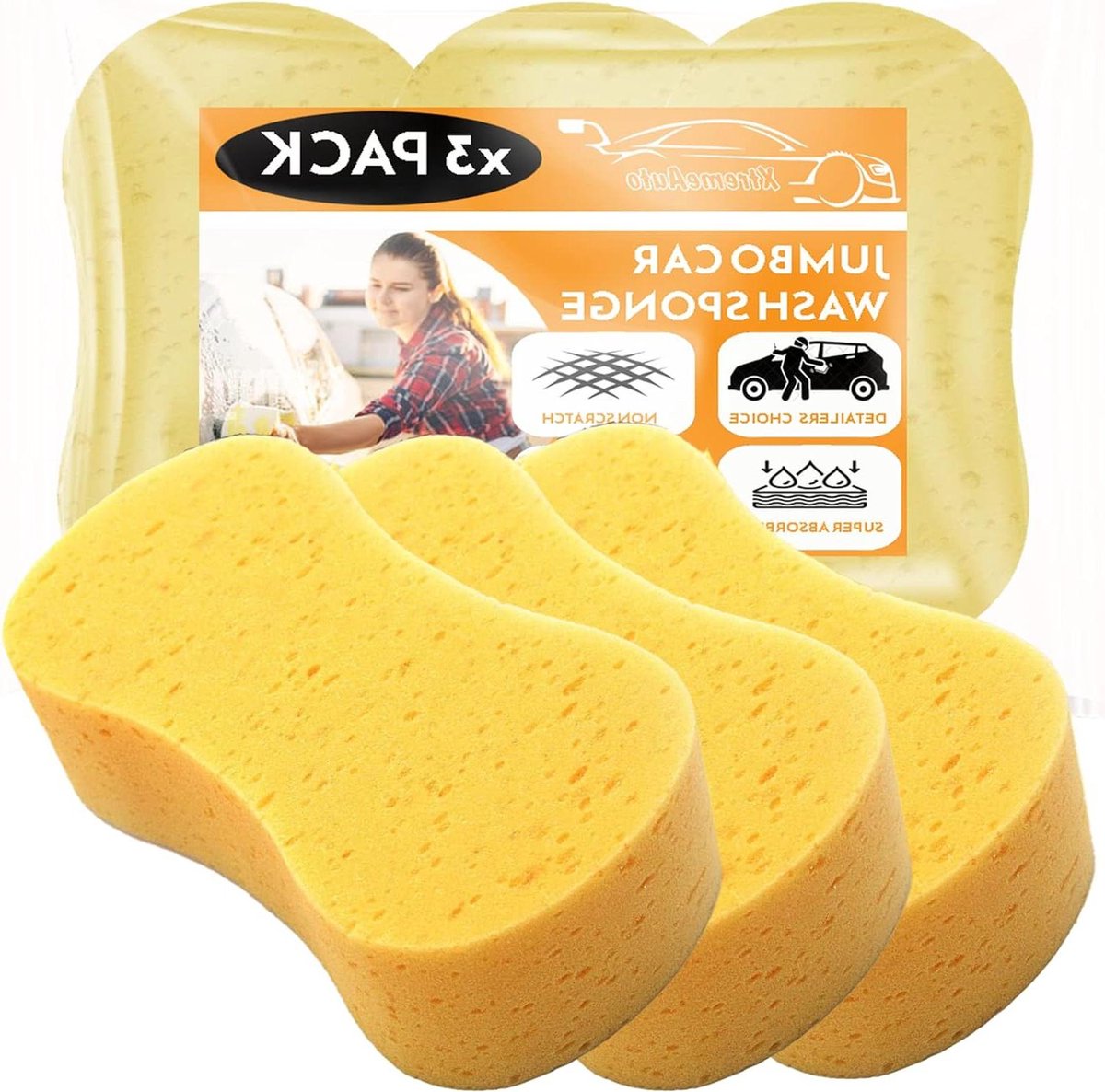 Autoreiniging sponzen - 3 stuks autosponzen voor wassen ramen en waxen Sponzen schoonmaak