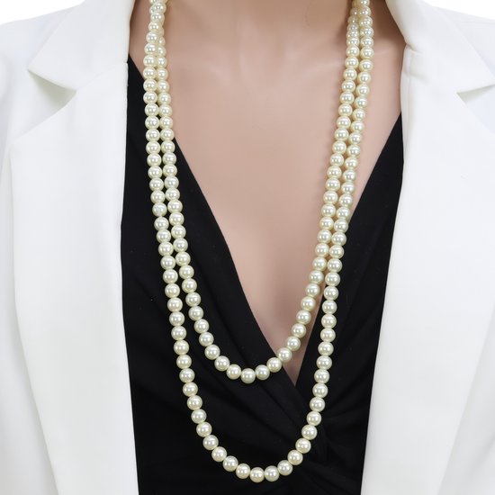 Behave - Collier de Perles de Glas - Nacre Beige Crème - 150 cm