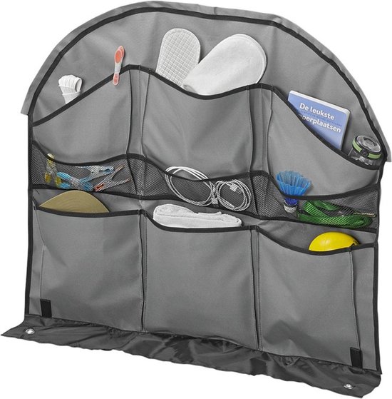 ProPlus 9-Vaks Wiel Organizer - 84x86 cm met Keder - Wielflap met Opbergvakken - Tentorganizer - Campingorganizer - Wiel Schort - Voor caravan - Georganiseerd reizen - Efficiënte opbergruimte - Grijs van ProPlus — afbeelding 4