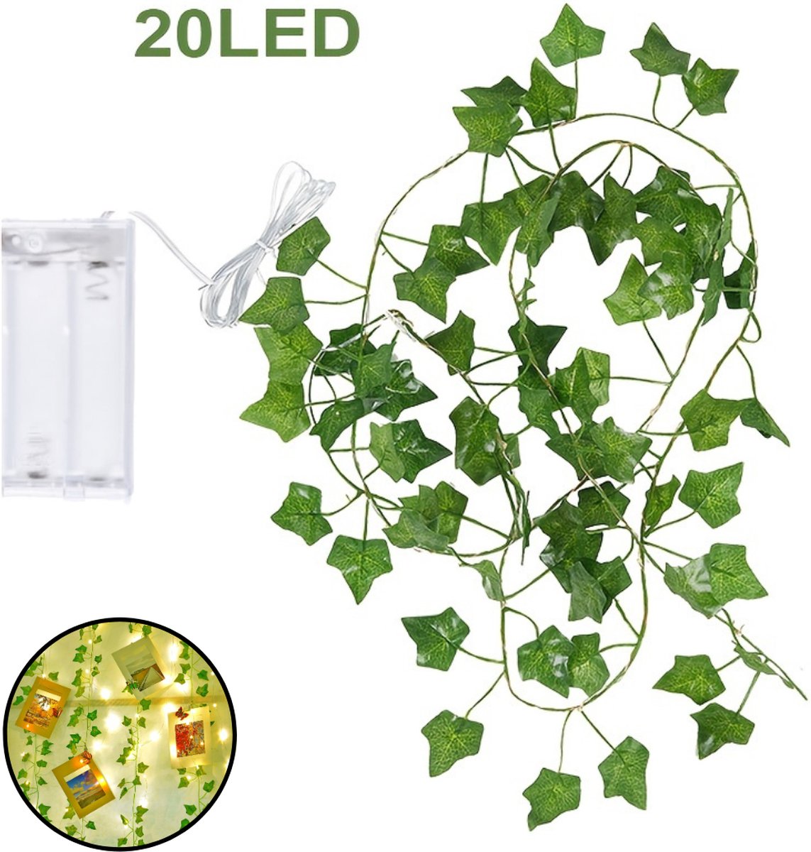 Nivard Klimop Slinger - Met Led Lichtjes - Met Lichtjes - Klimop Kunstplant - Hangplant Kunstplanten - Fairy Lights - String Lights - Bedroom - Nep Klimop - 2 Meter