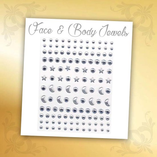 Glitter Face & Body Jewels (Zilver) - Festival Glitters - Steentjes Strass met Plaklaag - Plak Diamantjes voor Lichaam en Gezicht - Rhinestone Diamonds Gems Euphoria