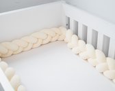 Honeybears Gevlochten Baby Bedbumper – Boxomrander baby – Hoofdbeschermer - Parkomrander - Bedrand - Bedomrander -Bed bumper ledikant - Jongens/Meisjes – 3 meter - Creme