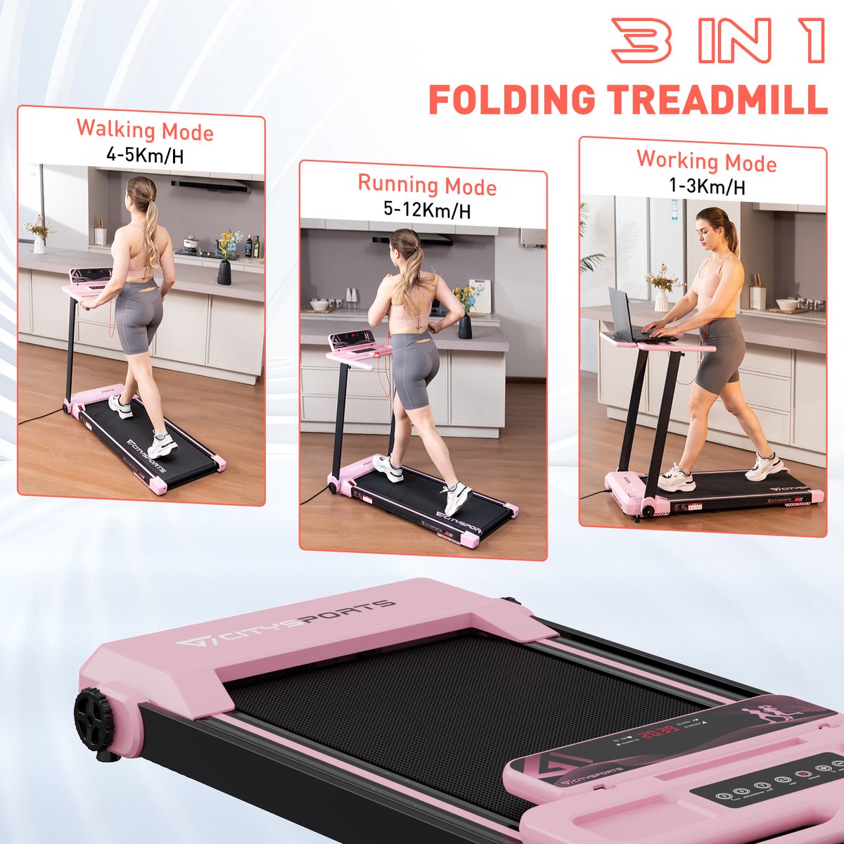 Afbeelding 3 van CITYSPORTS WP9 - Loopband 1-12km/u – Walking Pad - Treadmill - Inklapbaar Loopband - 1400W
