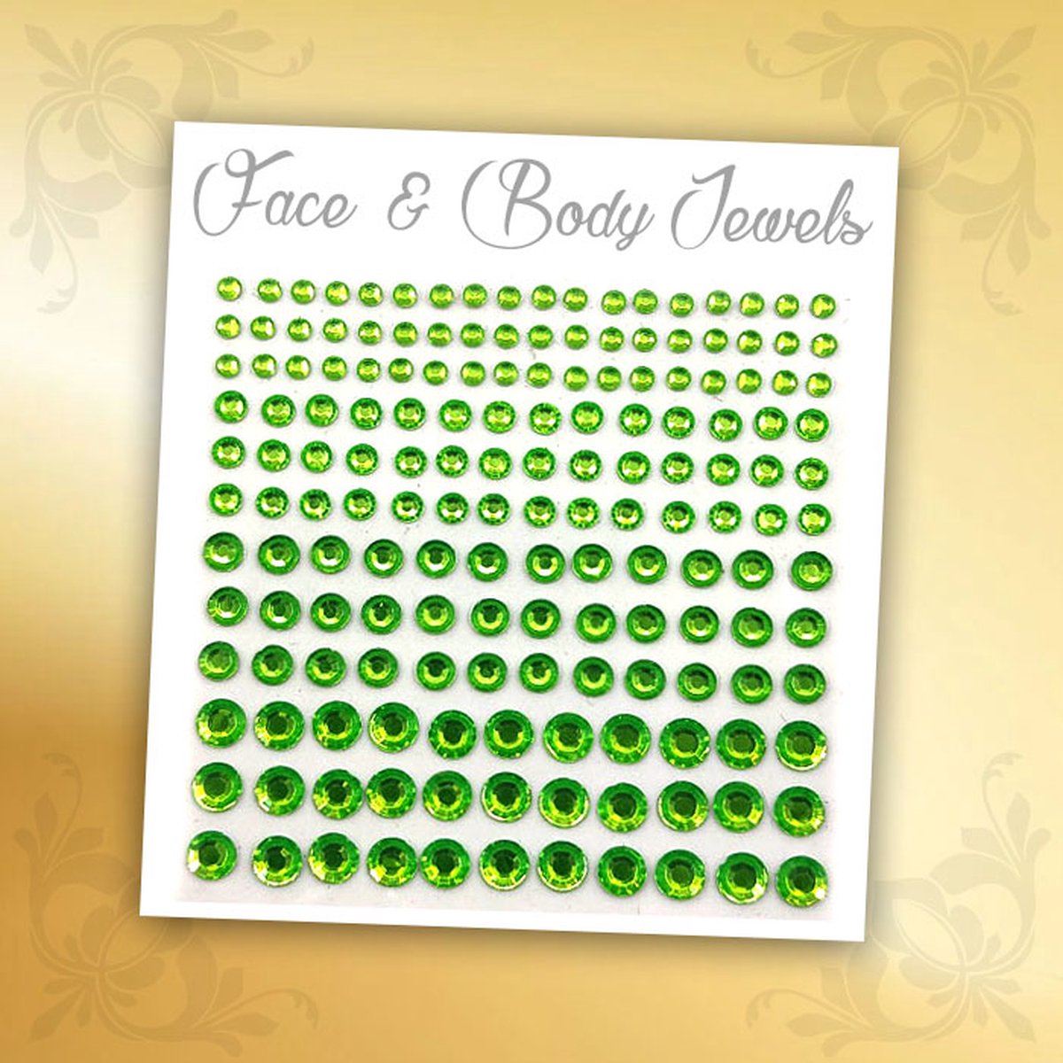 Glitter Face & Body Jewels (Groen) - Festival Glitters - Steentjes Strass met Plaklaag - Plak Diamantjes voor Lichaam en Gezicht - Rhinestone Diamonds Gems Euphoria