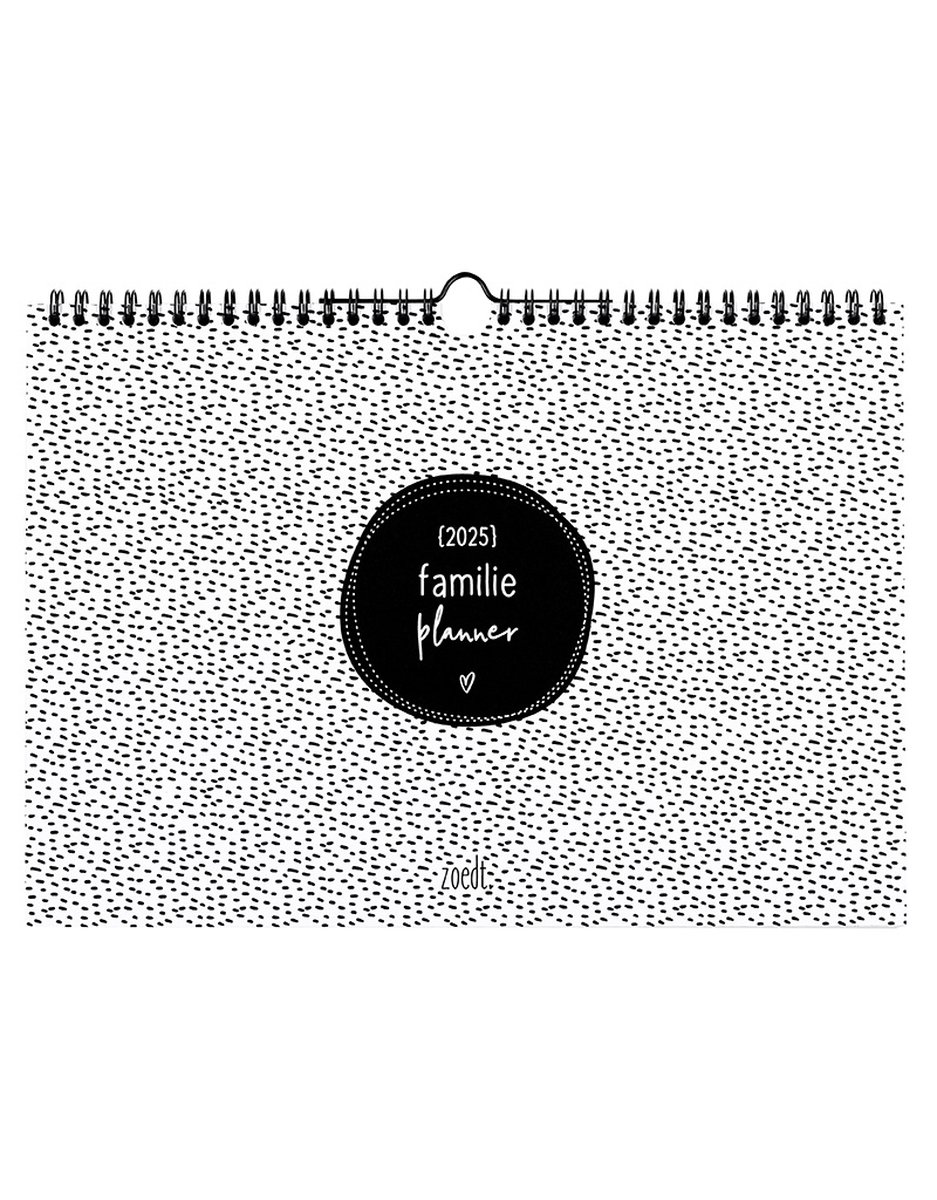 Zoedt - familieplanner FOUTJE - 2025 - A4 - zwart wit - ringband op Prijzenvolger.com