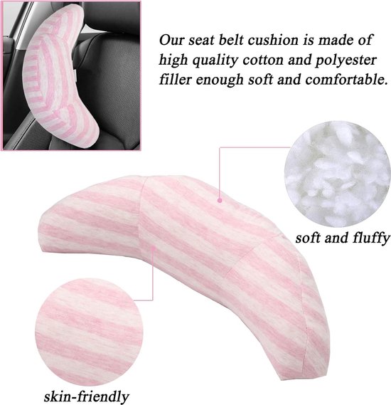 1 Stuks roze(30x15x11cm) Gordelkussen voor kinderen, autoslaapkussen, reis-nekkussen, veiligheidsgordel, autostoel, hoofdkussen, riem, kussen, schouderbescherming - Universeel Veiligheidsgordel Slaapkussen voor Kinderen Volwassenen van Echtwaar. — afbeelding 3