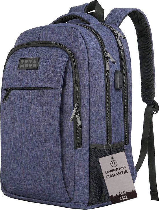 Foto: Trvlmore rugzak 28l 15 6 inch laptop rugtas schooltas levenslange garantie laptoptas spatwaterdicht heren en dames blauw