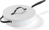 Bol.com BE Living Hapjespan met Deksel - Ø 28cm - PFAS vrije sauteerpan inductie - Geschikt voor alle warmtebronnen - Wit aanbieding