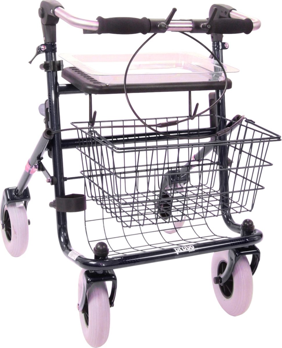 Goedkoopste Premis Provo - Rollator - 2de generatie - Voorzien van Opklapbare duwbeugel - Metallic Zwart