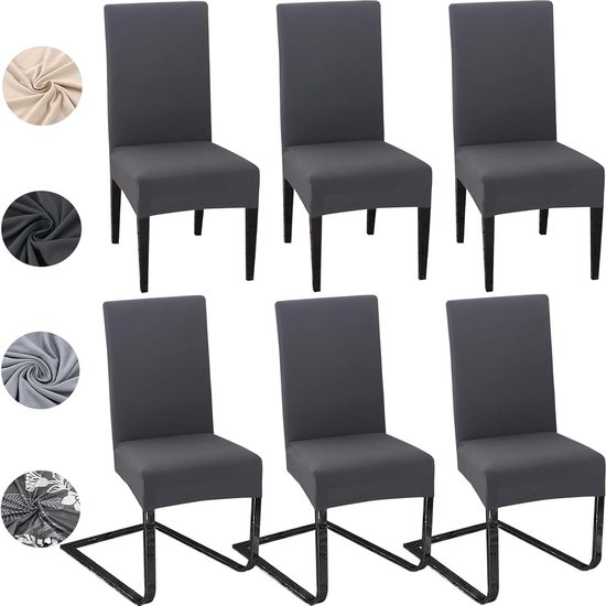 Set van 6 luxe eetkamerstoelen, fluweel en massief hout, klinknageldecoratie, beige