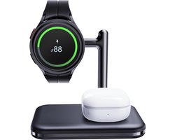 2-in-1 Oplaadstandaard voor Samsung Watch en Oordopjes - Oplaadstation Compatibel met Galaxy Watch 6-6 Classic- Watch 5-5 Pro- 5 Classic-4-3- Active 2-1 & Galaxy Buds 2-2Pro-Live - HTML Content nodig Oplaadstation